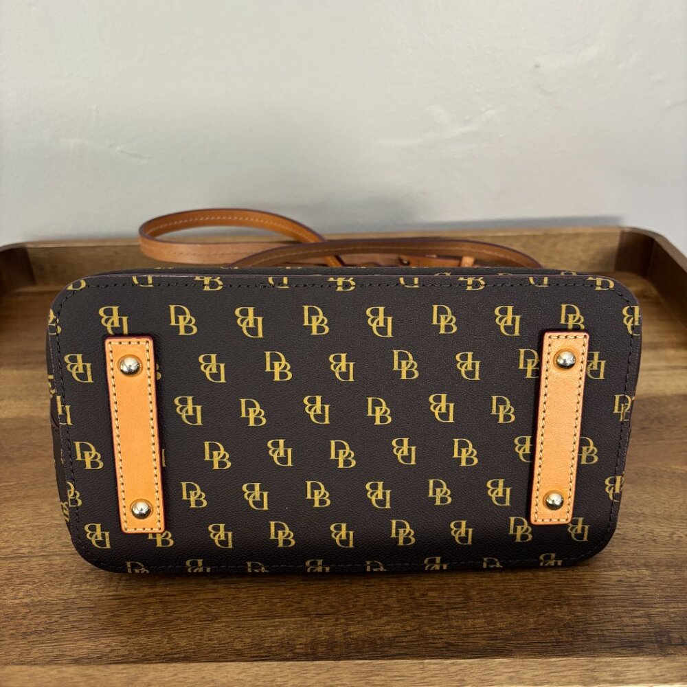 Dooney & Bourke Blakely Brown Signature Logo Small Celeste Satchel - Picture 6 of 11